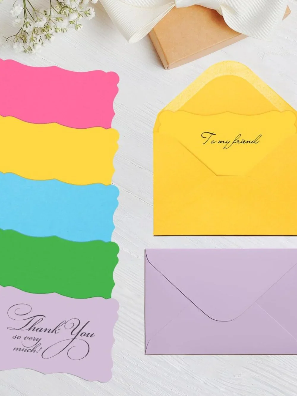 100 Pack Mini Cards with Envelopes, Small Colorful Blank Note Cards with Self-Ad